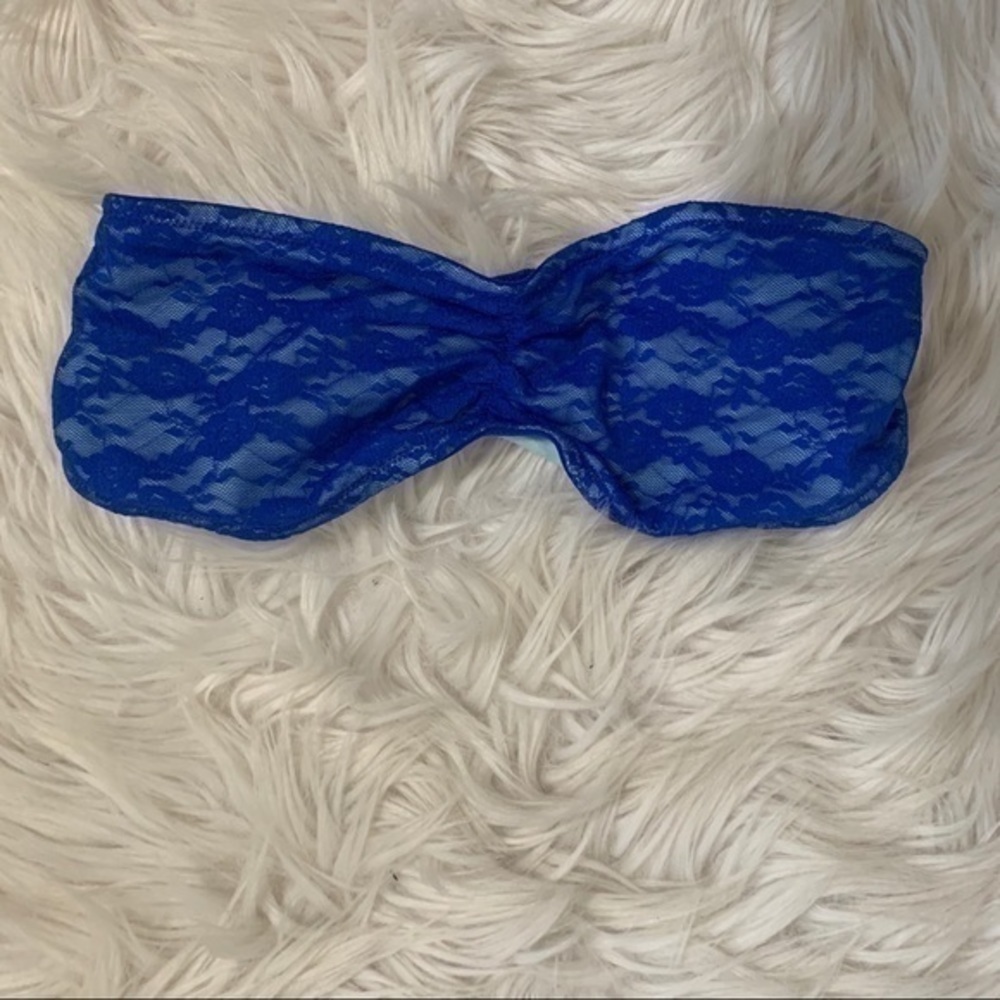 Victoria Secret PINK Blue Lace Bandeau Size XS - Picture 2 of 7